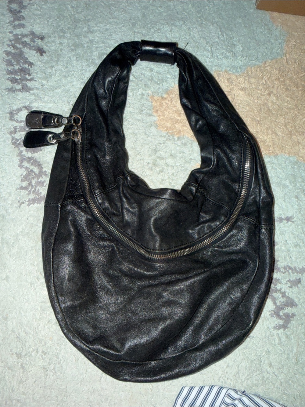 Everyday Black Leather-Look Hobo Bag